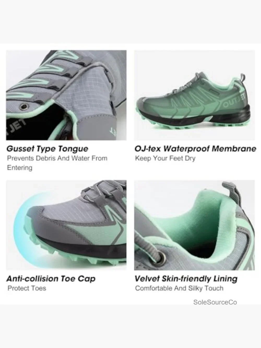 Women's Waterproof Hiking Shoes Lightweight Non-Slip Trails Walking Sneakers